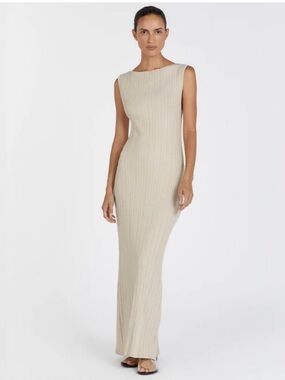 DISSH Sleeveless Ribbed Maxi Dress in Cream